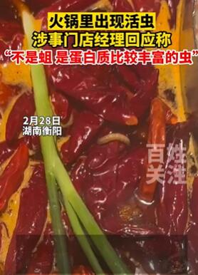 顾客火锅里吃出活虫 商家:是虫不是蛆